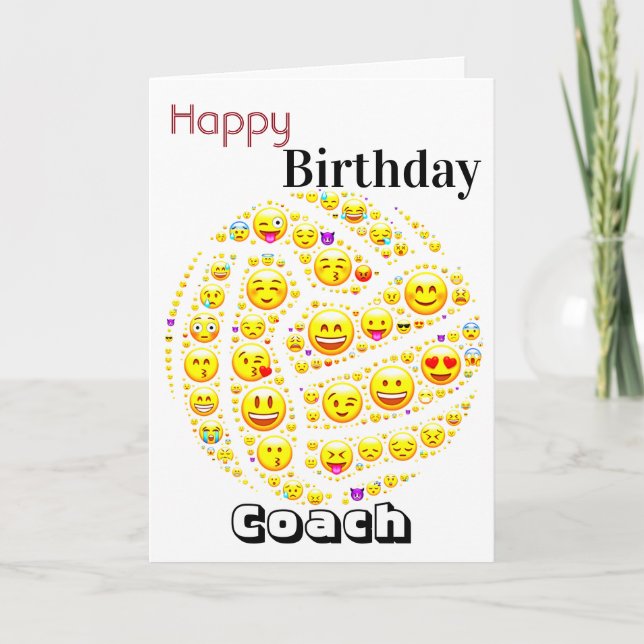 Emoji Theme Personalisiert Netball Coach Geburtsta Karte (Vorderseite)