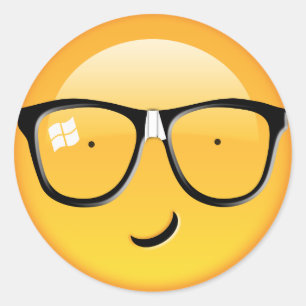 Emoji Totally Techie ID229 Runder Aufkleber