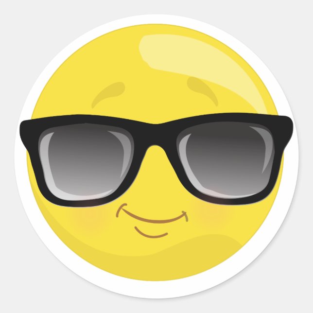 Emoji trägt Sonnenbrillen-Aufkleber Runder Aufkleber (Vorderseite)