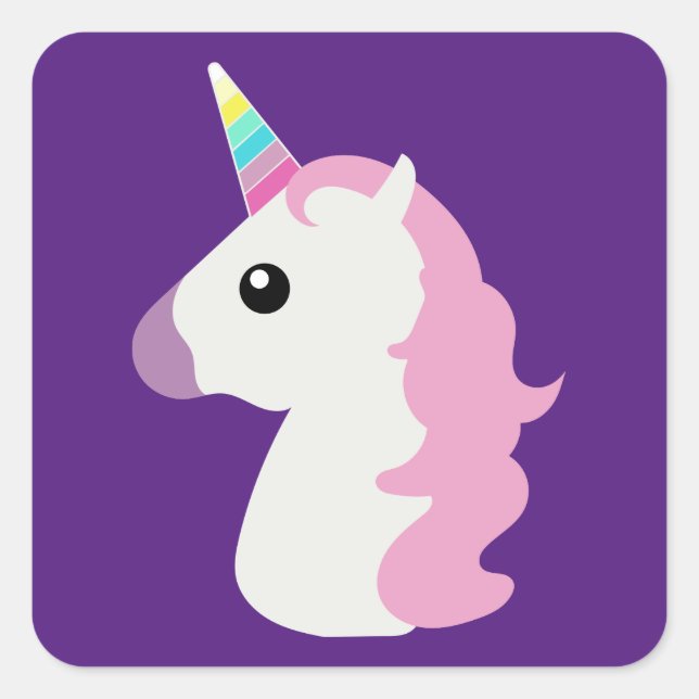Emoji Unicorn Quadratischer Aufkleber (Vorderseite)