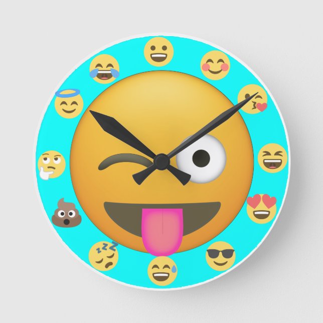 Emoji verschiedene Gesichter für Zahlen Kinderuhr Runde Wanduhr (Vorderseite)