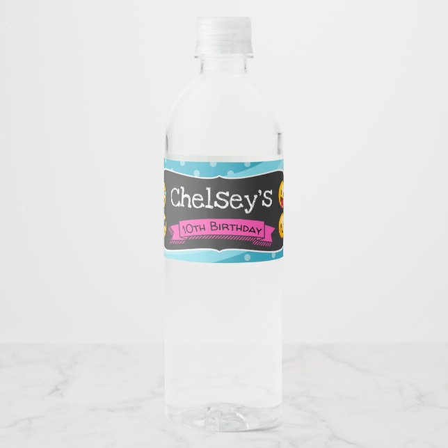 Emoji Water Bottle Labels - Emoji Pool Party (Vorderseite)