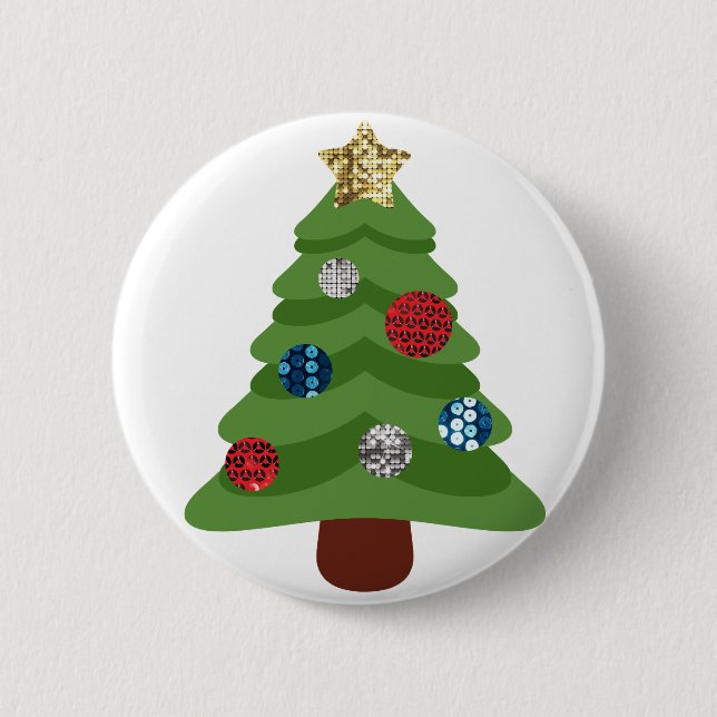 Emoji-Weihnachtsbaum Button (Vorderseite)