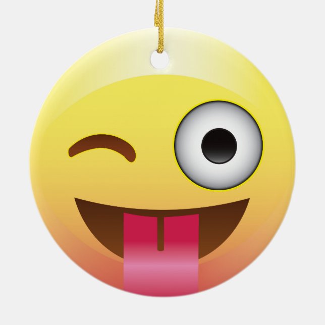 Emoji Wink mit Zunge-Verzierung Keramik Ornament (Hinten)