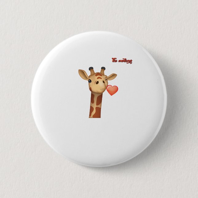 Emoji winking küssend Herz-Giraffe Gesicht Button (Vorderseite)