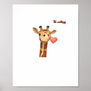 Emoji winking küssend Herz-Giraffe Gesicht Poster