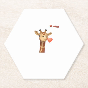 Emoji winking küssend Herz-Giraffe Gesicht Untersetzer