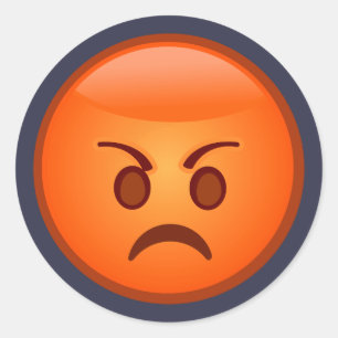 Emoji wütendes Gesicht Runder Aufkleber