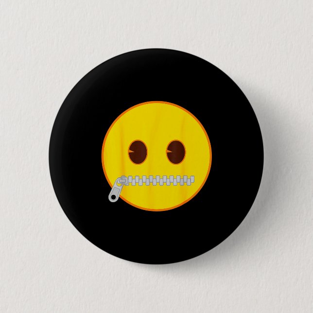 Emoji Zip Zipper Mouth Yellow Smile Face  Button (Vorderseite)