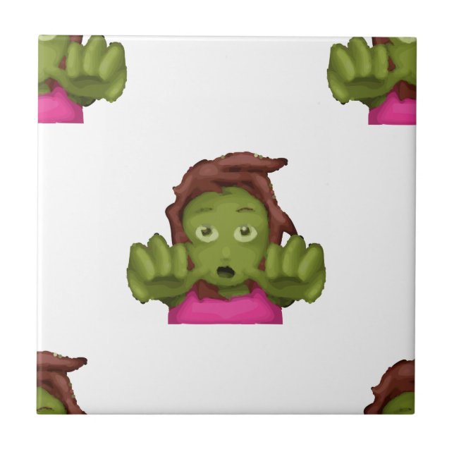 Emoji Zombie Fliese (Vorderseite)