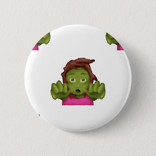 Emoji Zombie Frau Button (Vorderseite)