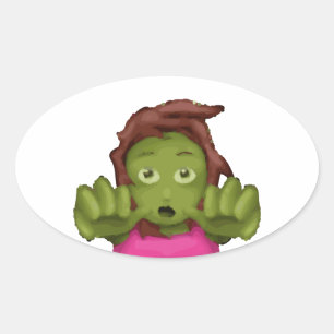 Emoji Zombie Ovaler Aufkleber