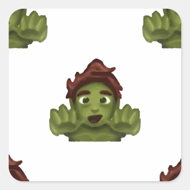 Emoji Zombie Quadratischer Aufkleber (Vorderseite)