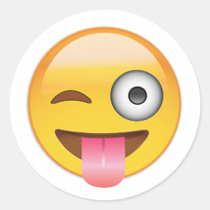 Emoji - Zunge Runder Aufkleber
