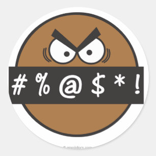 Emojidom-Aufkleber: Schwarz schwören Runder Aufkleber