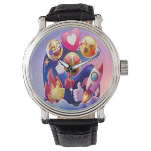Emojis entfesselt Spaß, farbenfrohe Abenteuer Armbanduhr