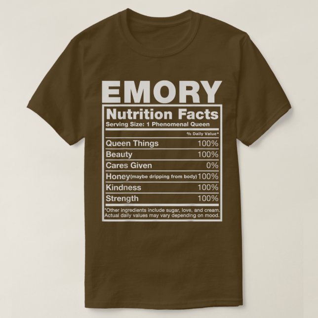 Emory Nutrition FactsEmory Name Birthday T-Shirt (Design vorne)
