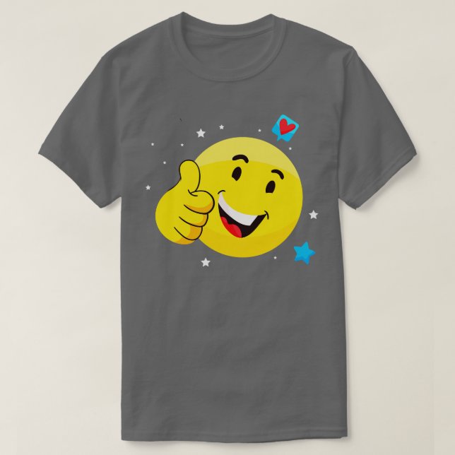 Emote Smile thumbs Emoticon Funny Gesicht T-Shirt (Design vorne)