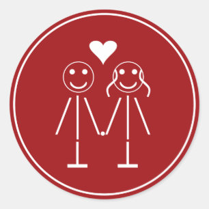 Emoticon Couple Runder Aufkleber
