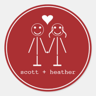 Emoticon Couple Runder Aufkleber