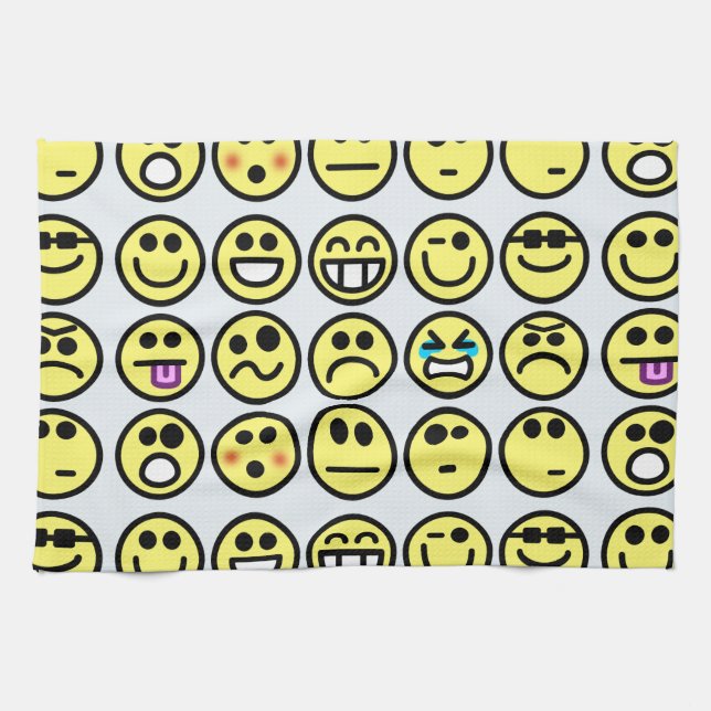 Emoticon-glückliches Gesicht Geschirrtuch (Horizontal)