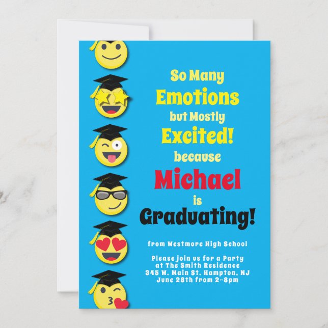 Emoticon Happy Cute Graduation Party Invitation (Devant)