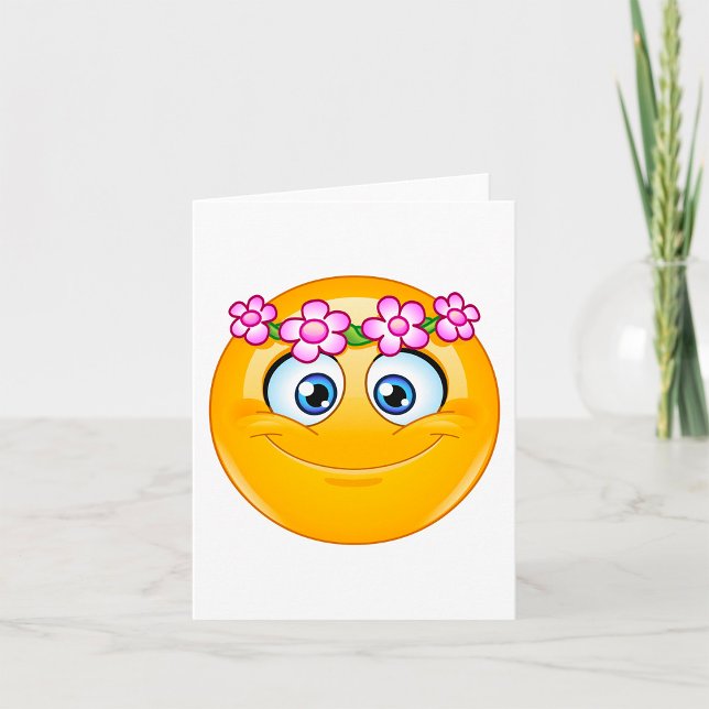 Emoticon mit Blumenkranz Karte (Von Creator hochgeladen)