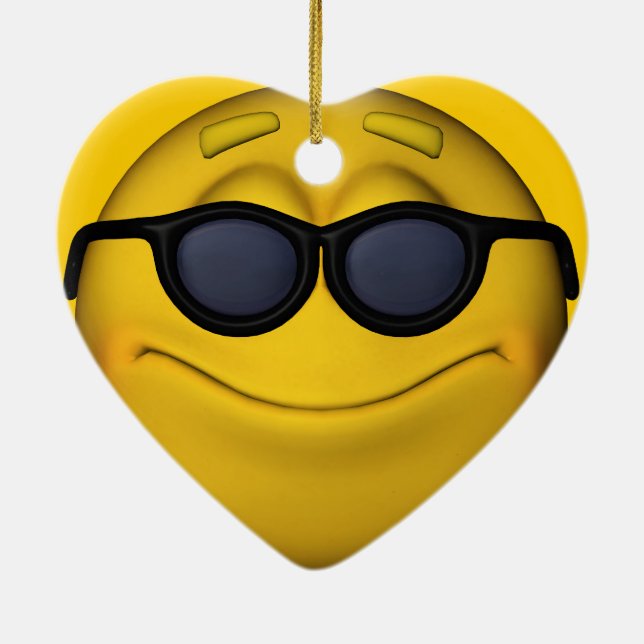 Emoticon mit Sonnenbrille Keramikornament (Hinten)