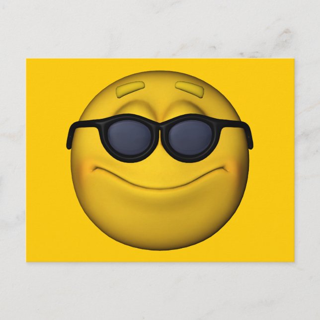 Emoticon mit Sonnenbrille Postkarte (Vorderseite)