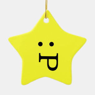 Emoticon-Stern-Verzierung - Zunge, die heraus Keramikornament