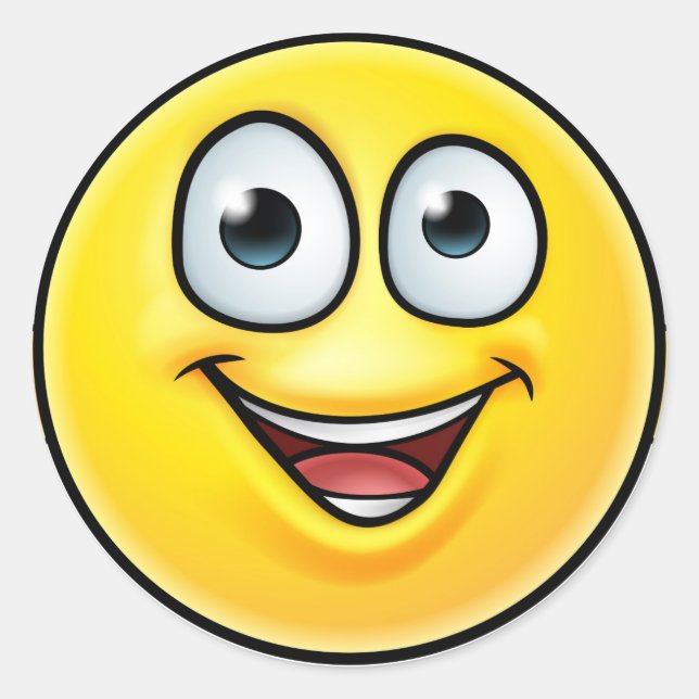 Emoticon wirft das Symbol auf Runder Aufkleber (Vorderseite)