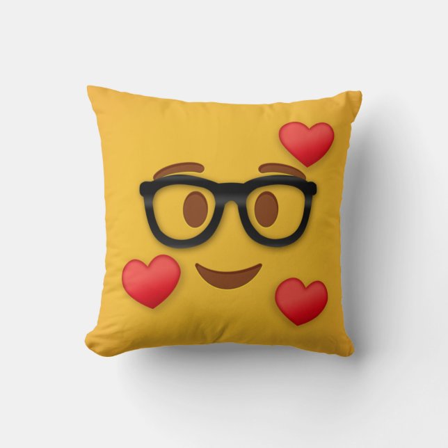 émoticône nerd avec coussin rond coeur (Recto)