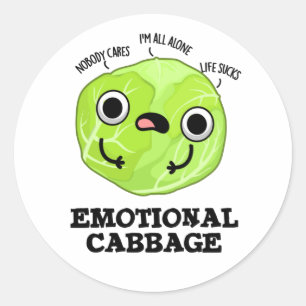 Emotional Cabbage Funny Veggie Pub Runder Aufkleber