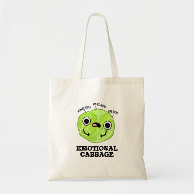Emotional Cabbage Funny Veggie Pub Tragetasche (Vorne)