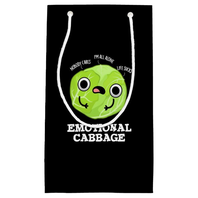 Emotional Cabbage Funny Veggie Pun Dark BG Kleine Geschenktüte (Vorderseite)