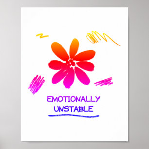 Emotional instabile farbenfrohe Blumen-Grafik-Kuns Poster