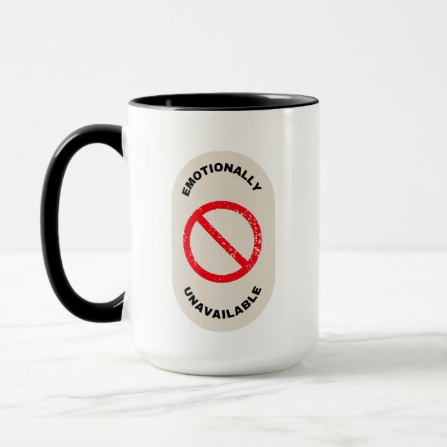 "Emotional nicht verfügbar" Tasse (Links)
