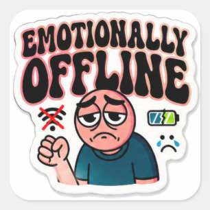 Emotional Offline-Ästhetik-Aufkleber Niedrige Batt Quadratischer Aufkleber