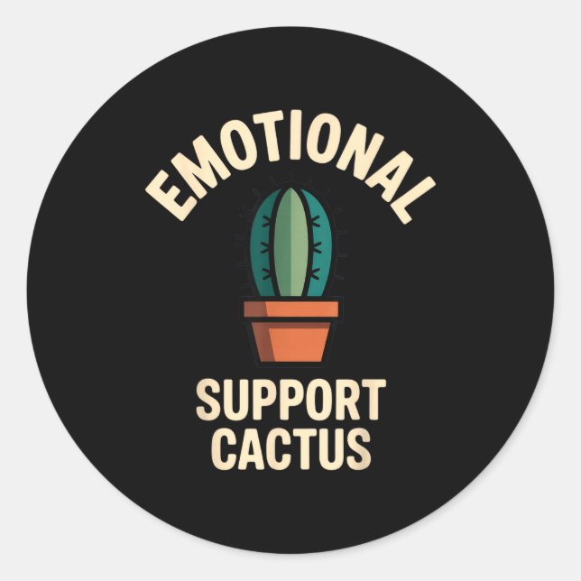 Emotional Suprt Cactus Funny Succulent Humor Outfi Runder Aufkleber (Vorderseite)