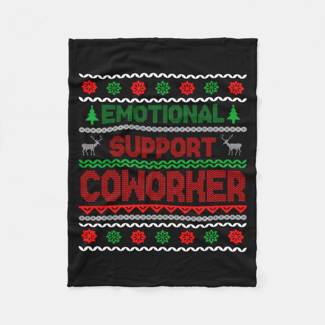 Emotional Suprt Coworker Funny Ugly Christmas Swea Fleecedecke (Vorderseite)
