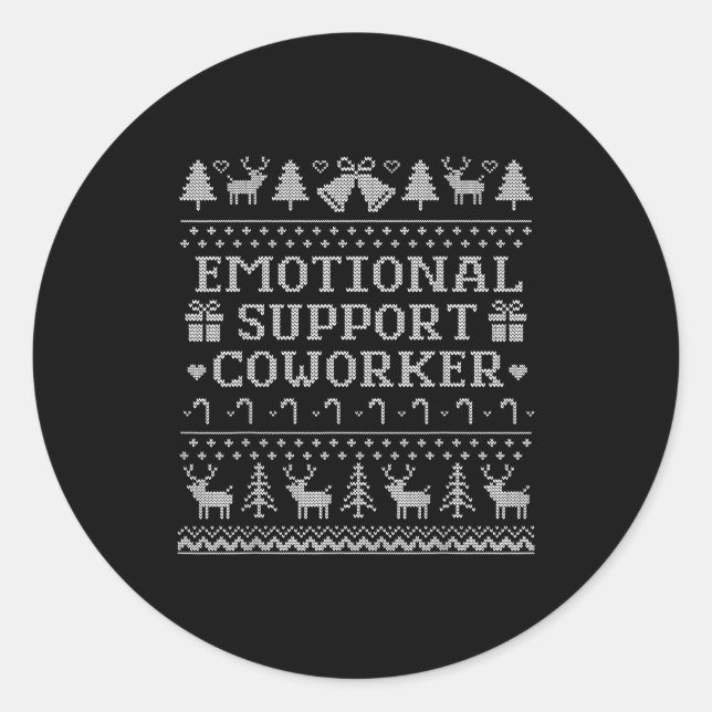 Emotional Suprt Coworker Funny Ugly Christmas Swea Runder Aufkleber (Vorderseite)