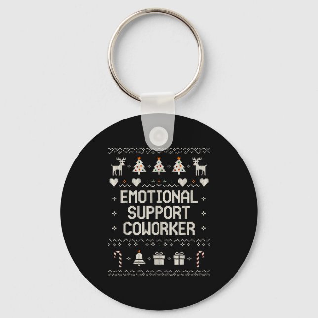Emotional-suprt Coworker Funny Ugly Christmas Swea Schlüsselanhänger (Vorderseite)