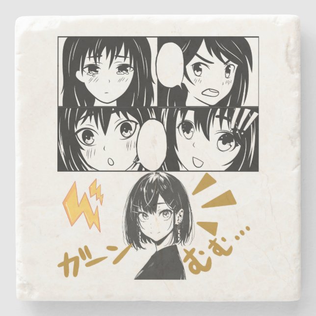 Emotionale Anime-Gitter. Kein BG Steinuntersetzer (Vorderseite)