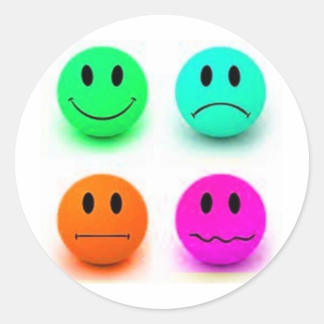 emotionale Gesichter Runder Aufkleber (Vorderseite)