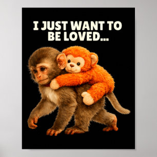 Emotionale Unterstützung süßer Affe Baby Punch-Hug Poster