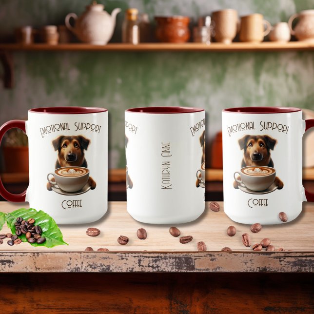 Emotionaler Support Coffee Niedlich Mocha Tasse (Emotional Support Coffee with Cute Dog and Customized Name, Super Caffeinate your day!)