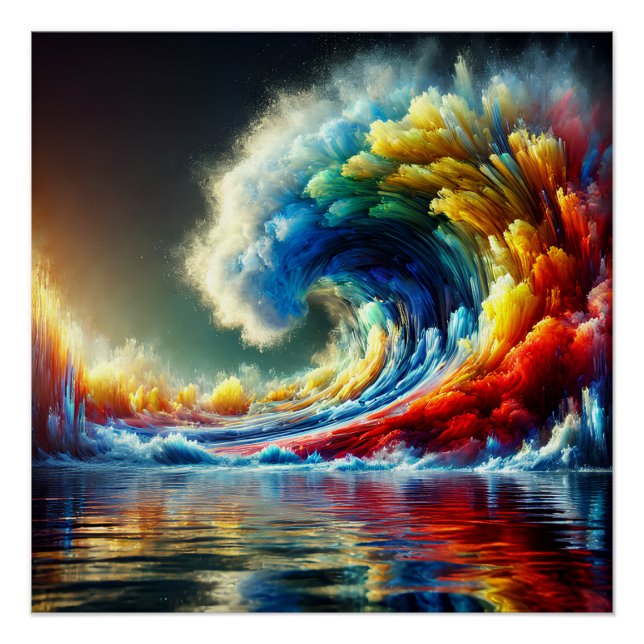 Emotionaler Vortex: Cinematische Welle von Farben Poster (Vorderseite)