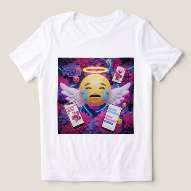 Emotionales Angel-Emoji-T-Shirt 🥺 💖 Tri-Blend Shirt (Design Vorderseite)