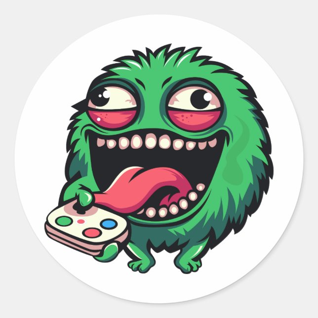 emotionales Monster Runder Aufkleber (Vorderseite)