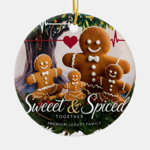 Emotioneller Luxus-Gingerbread-Familienherzschlag Keramik Ornament